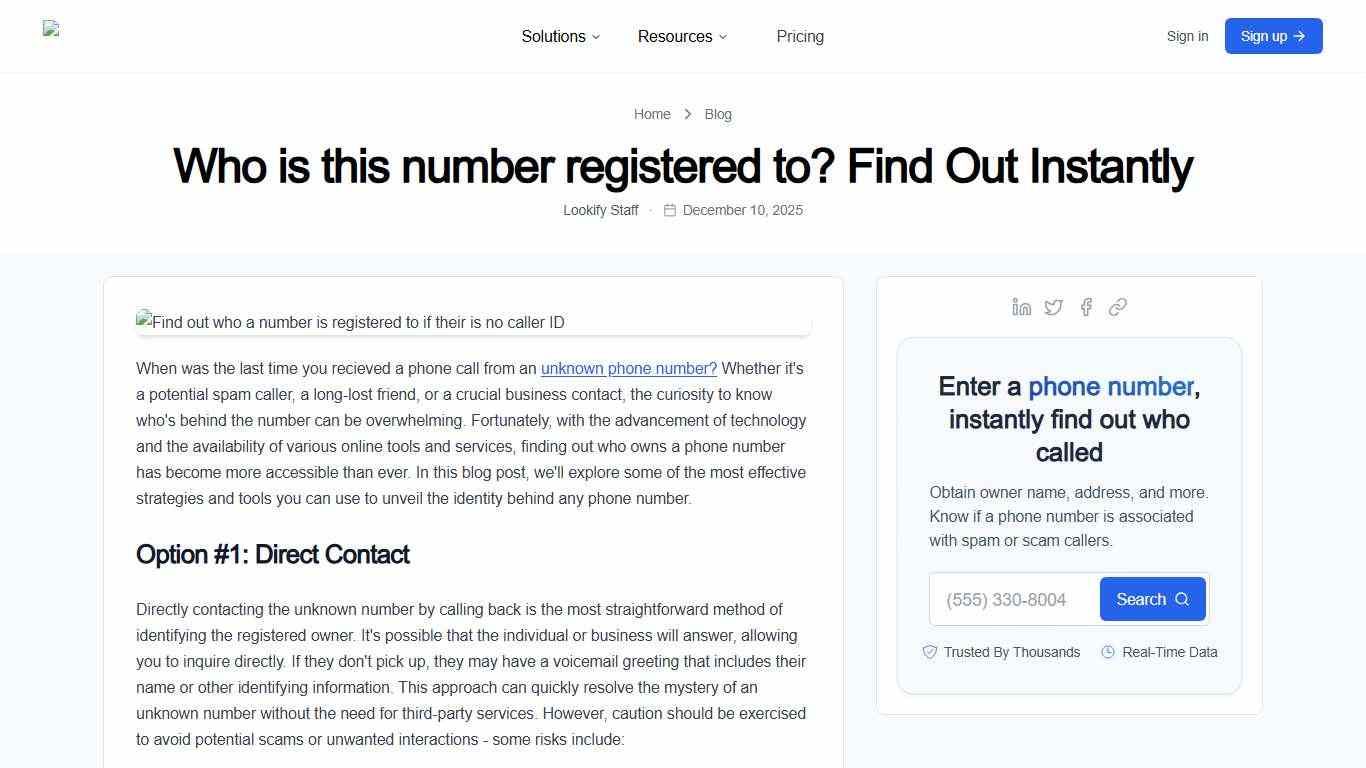 Who is this number registered to? Find Out Instantly